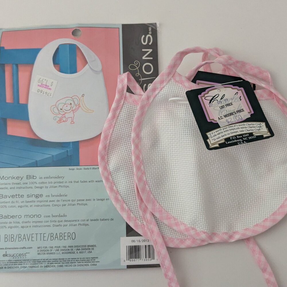 Baby Bib Monkey Embroidery and Blank Cross-stitch Bibs(2)